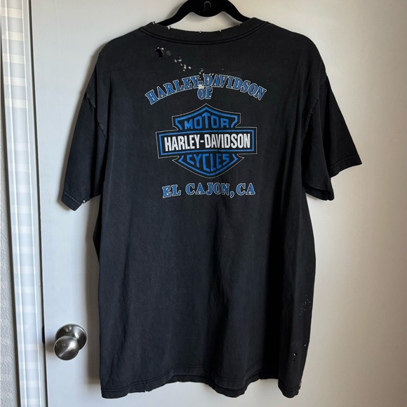 Harley Davidson Symbols of Freedom Vintage Custom Bleach Dyed Shirt - Picture 3 of 3